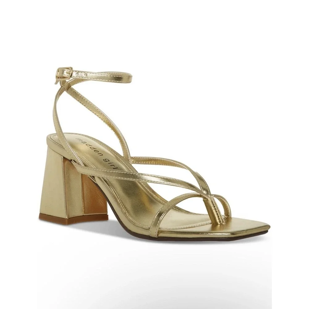Madden Girl Marvel Strappy Thong City Sandals Gold Size 7